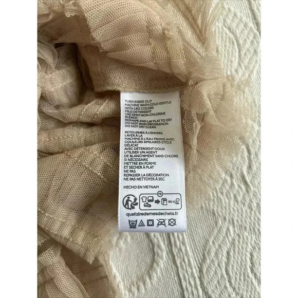 NWT Kimchi Blue Urban Outfitters Rita Ruffle Rose Dress Sheer Beige Tule Size M - Picture 16 of 16